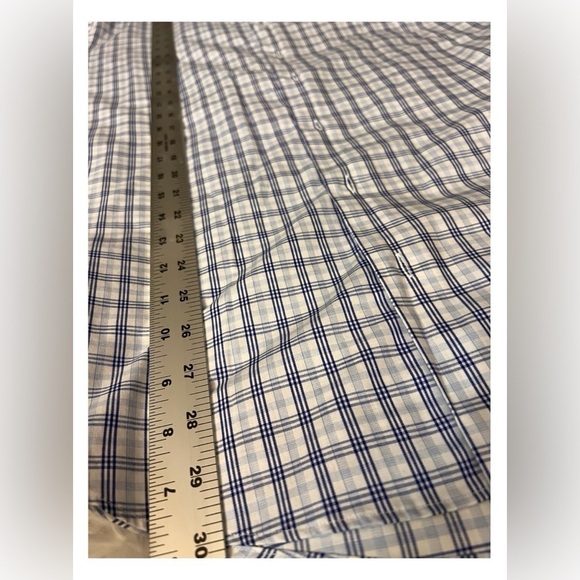 Nordstrom Rack Mens Trim Fit Button Down Shirt Size 16 34/35 Navy Blue w White - Picture 8 of 9